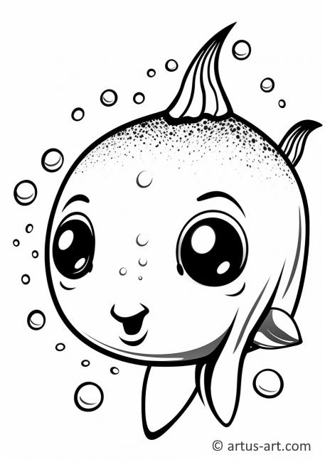 Cute Narwhal Coloring Page For Kids